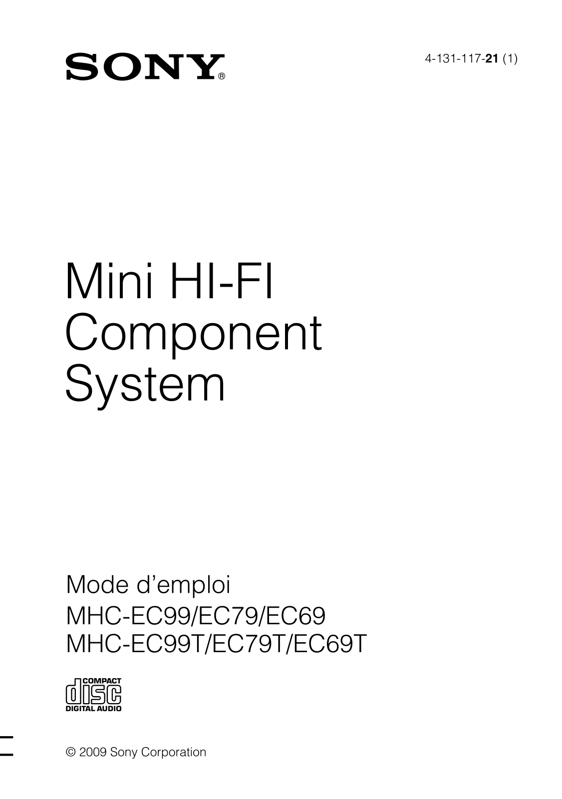 SONY MHC-EC99 User Manual