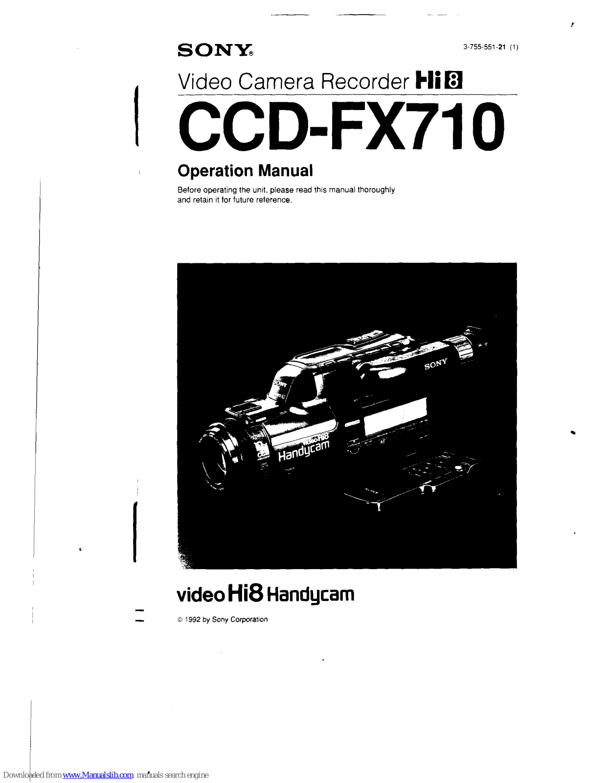 Sony Handycam CCD-FX710 Operation Manual