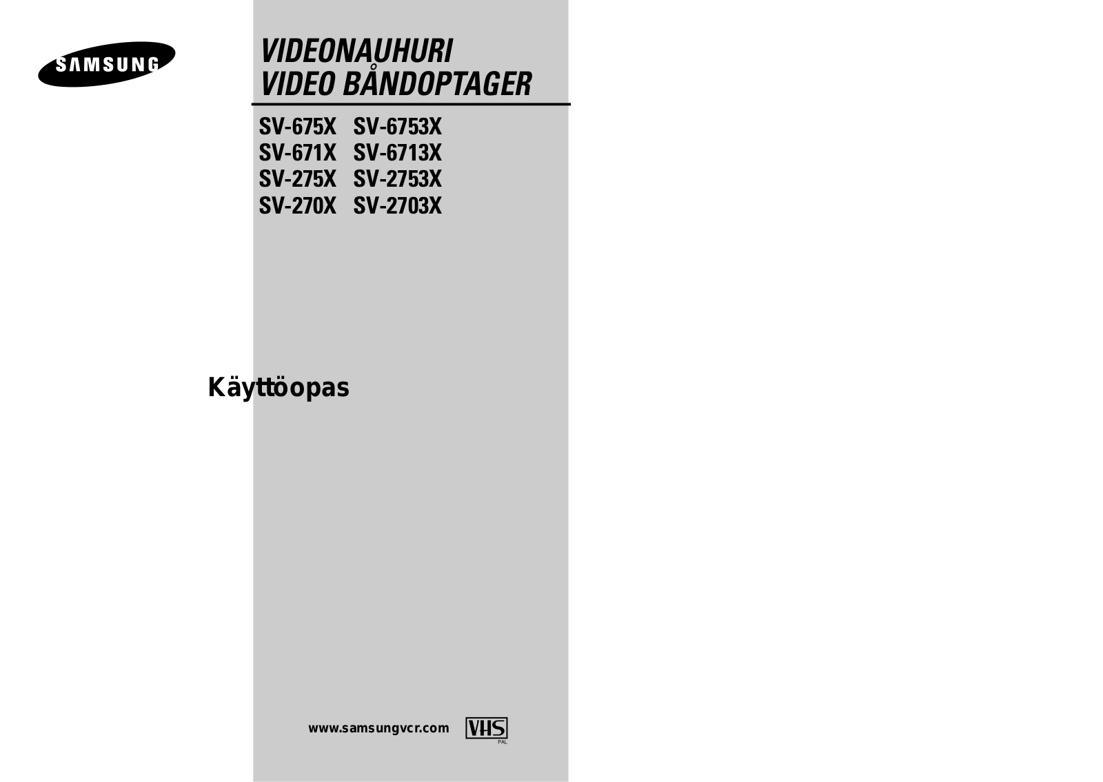 Samsung SV-671X, SV-275X, SV-675X, SV-270X User Manual