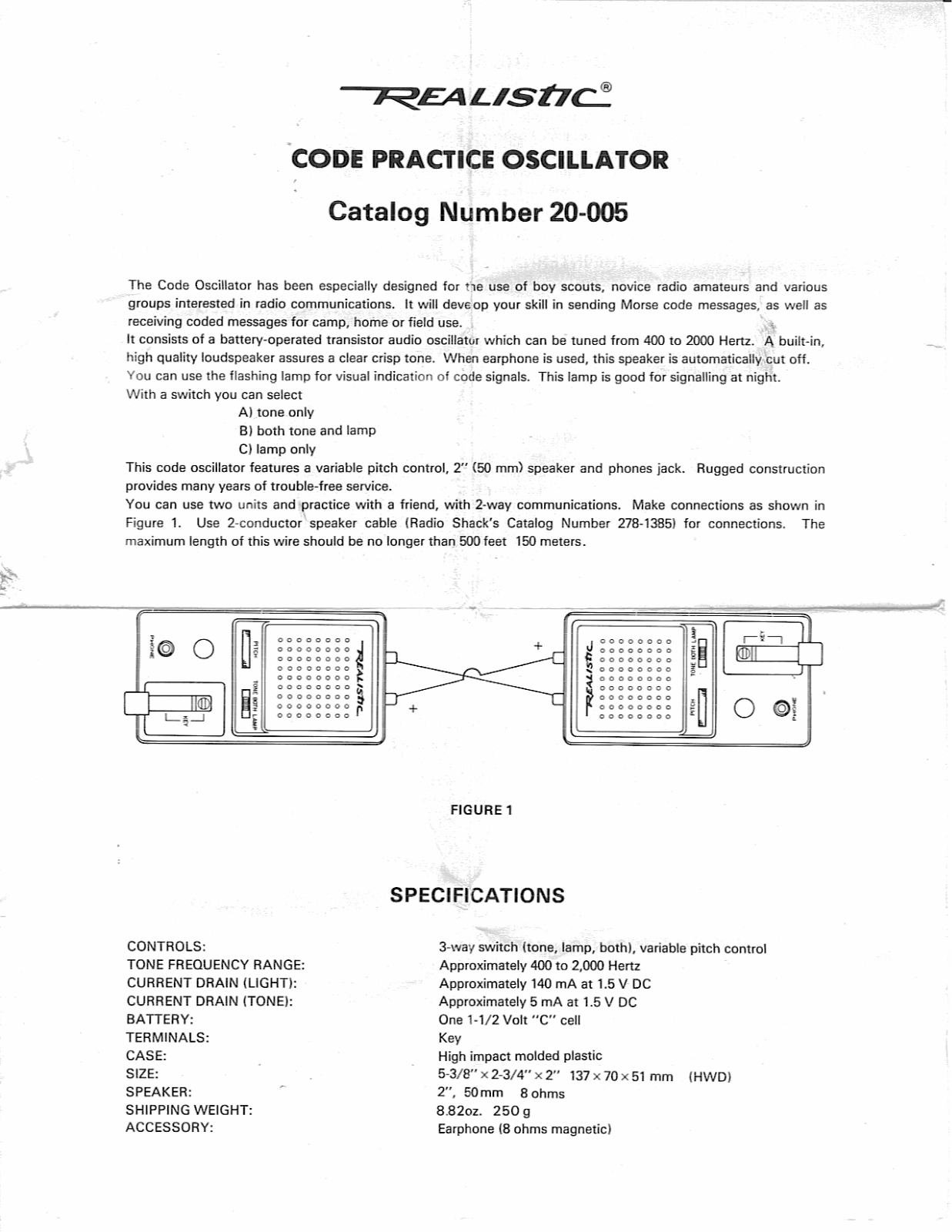 Realistic   RadioShack 20-005 Owner Manual