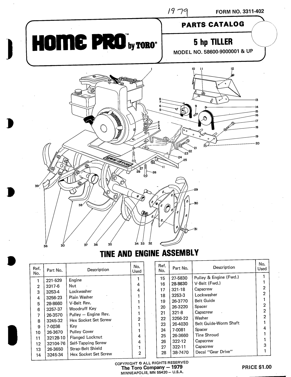 Toro 58600 Parts Catalogue