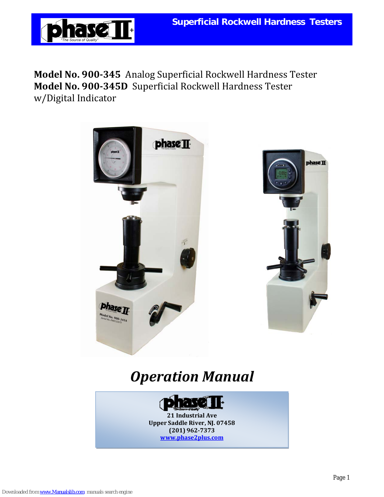 phase II 900-345, 900-345D Operation Manual - ManualMachine.com