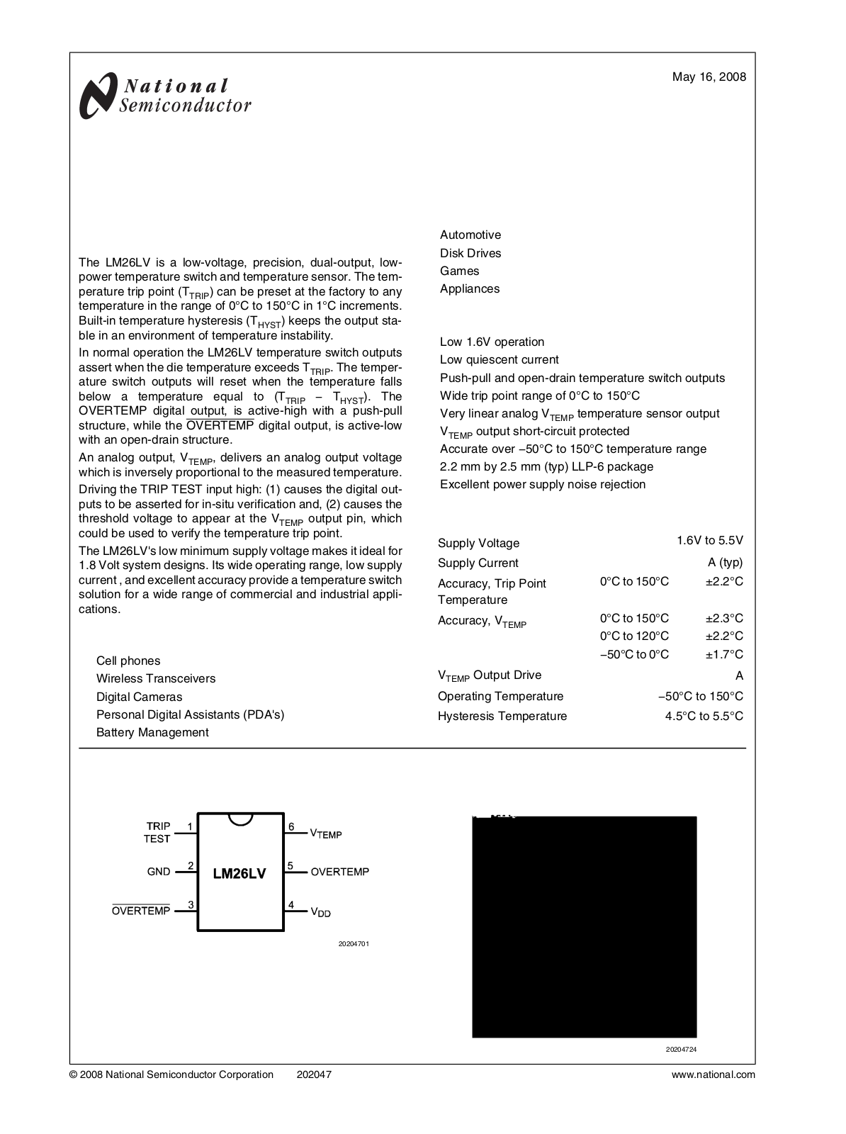 National Semiconductor LM26LV Technical data