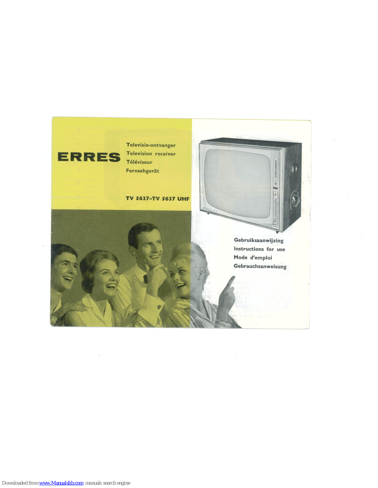 Erres TV S637, TV S637 UHF Instructions For Use Manual