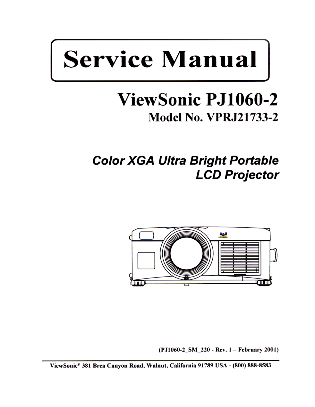 Viewsonic PJ1060-2 Service Manual 1a