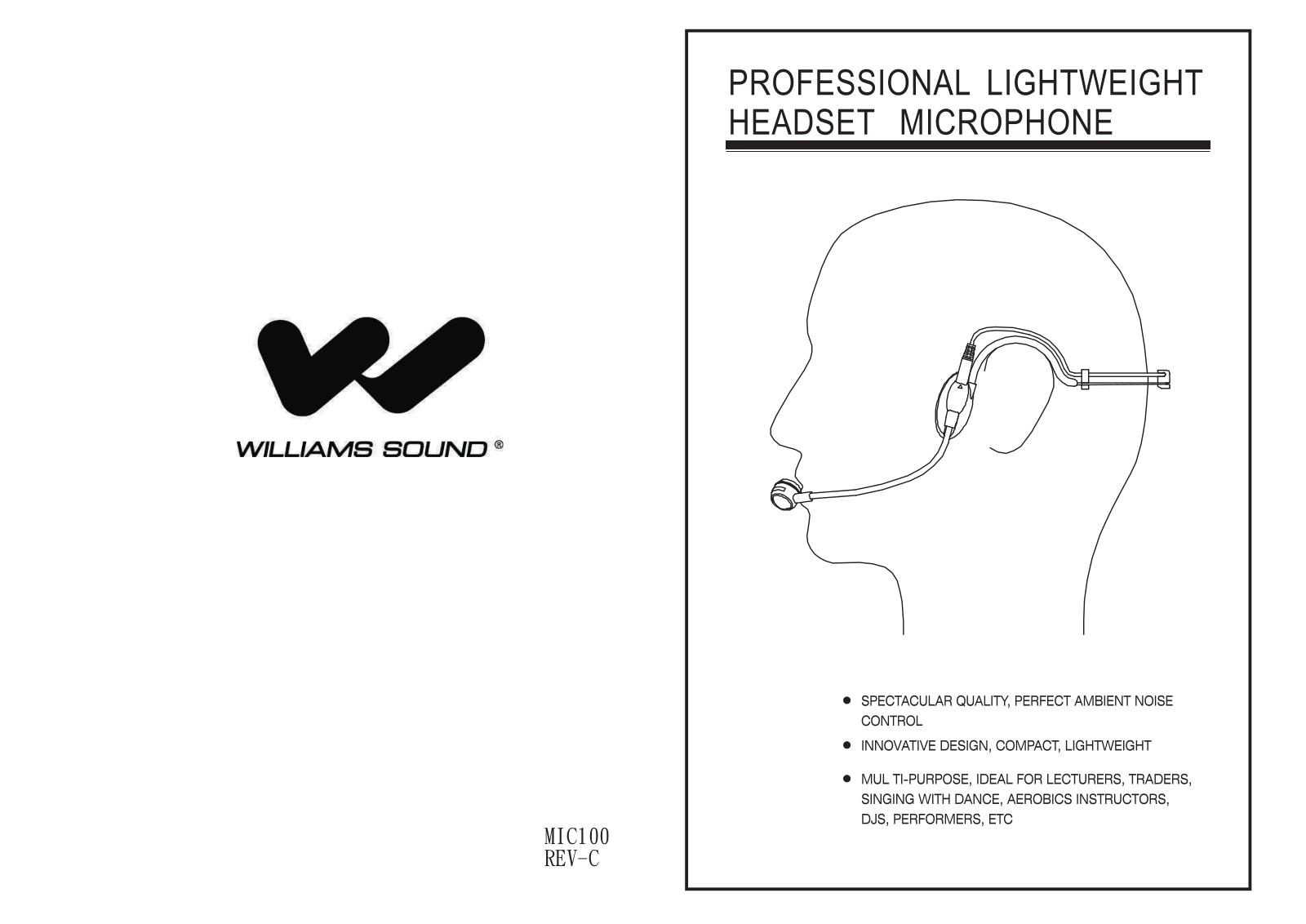 Williams Sound MIC 100 Users Manual