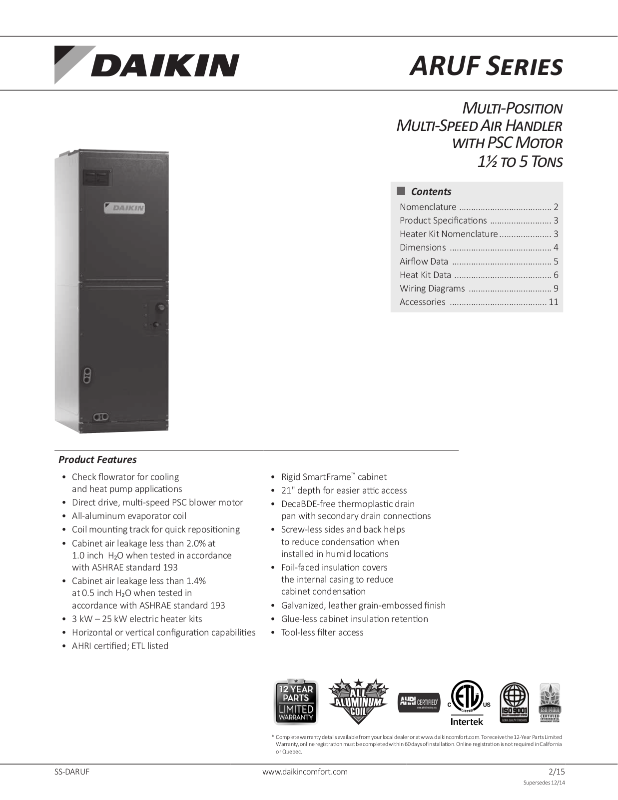 Goodman ARUF25B14 User Manual