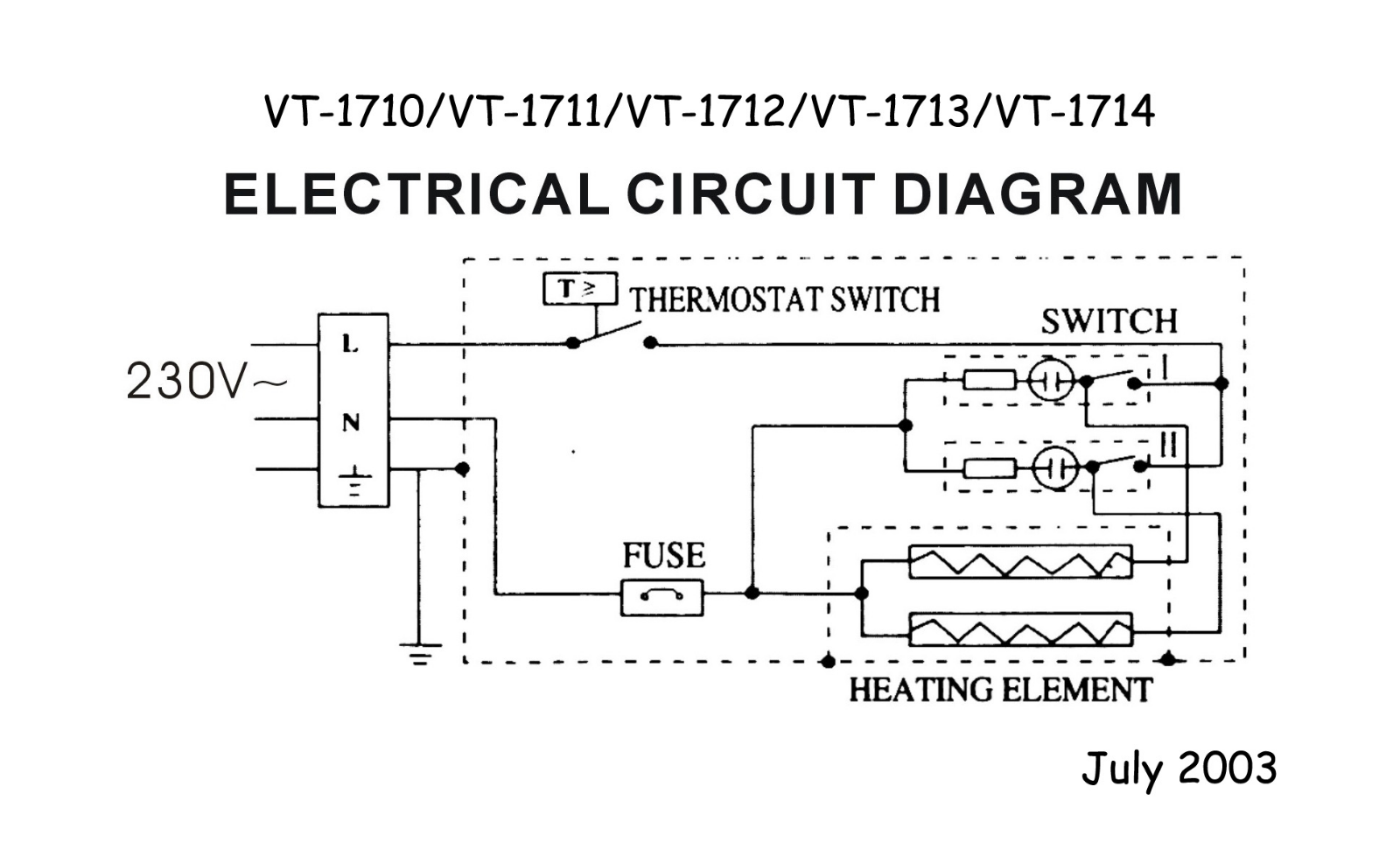 Vitek VT-1710, VT-1711, VT-1712, VT-1713, VT-1714 Circuit diagrams