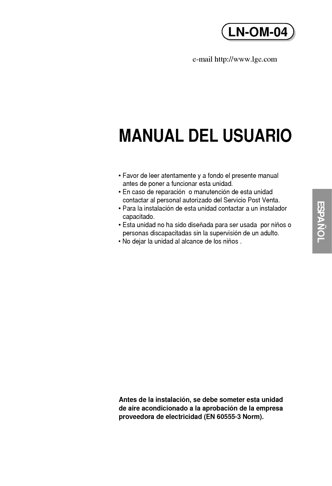 Lg LN-0580AC User Manual