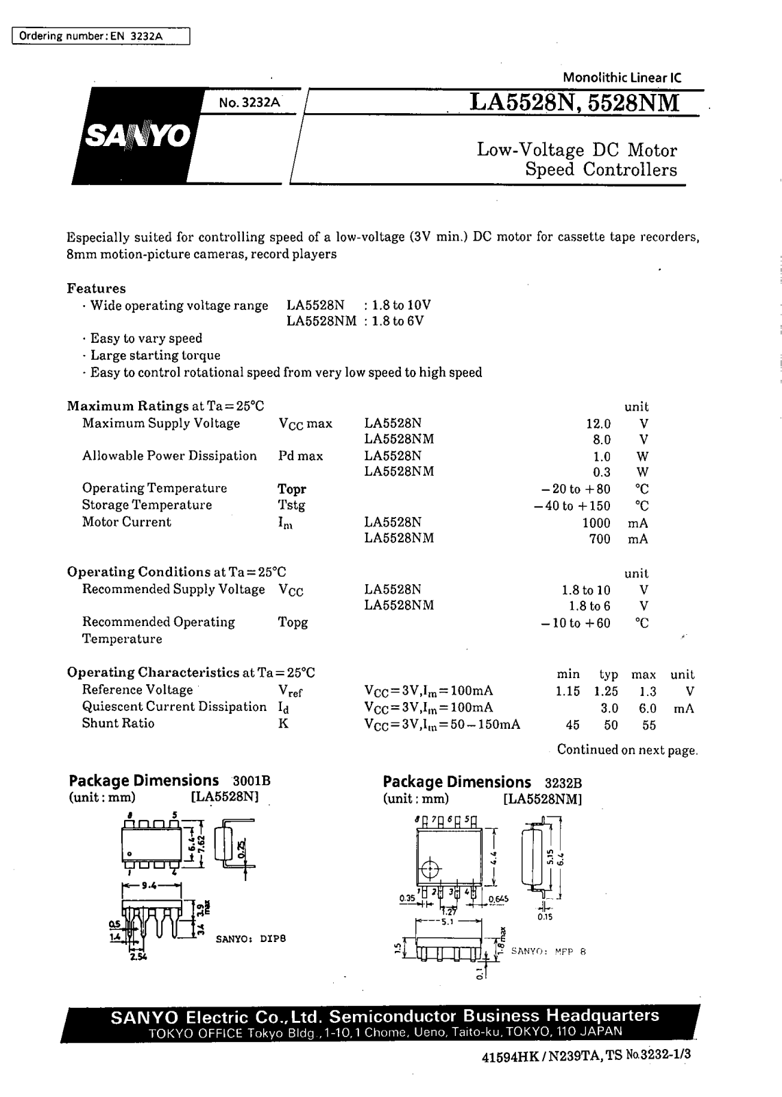 SANYO LA5528NM, LA5528N Datasheet