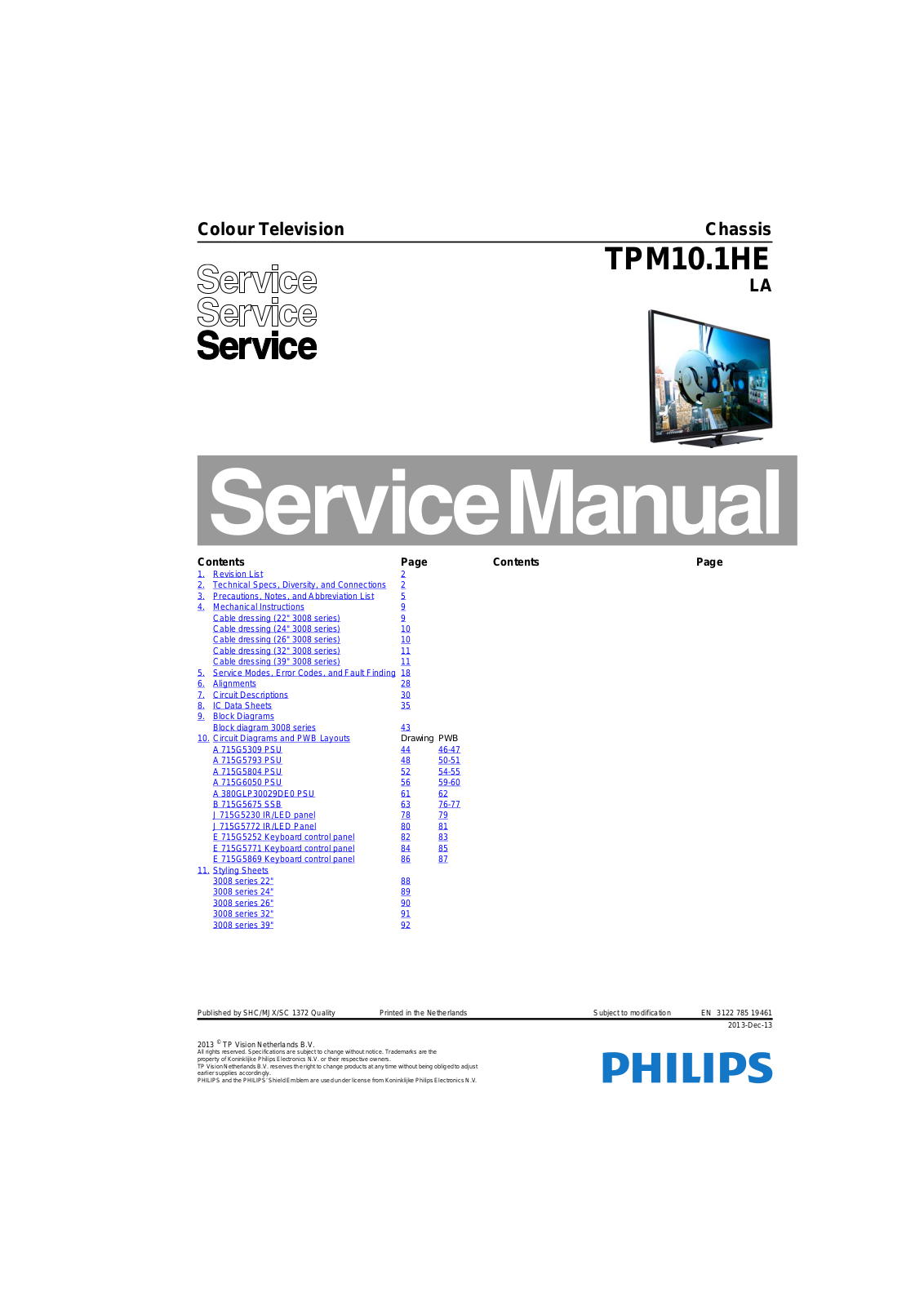 Philips 39HFL3008D Schematic