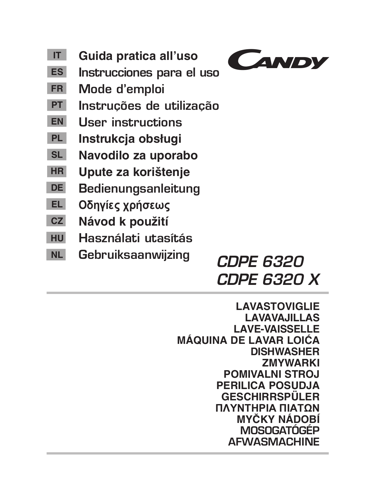 Candy CDPE 6320 X User Manual