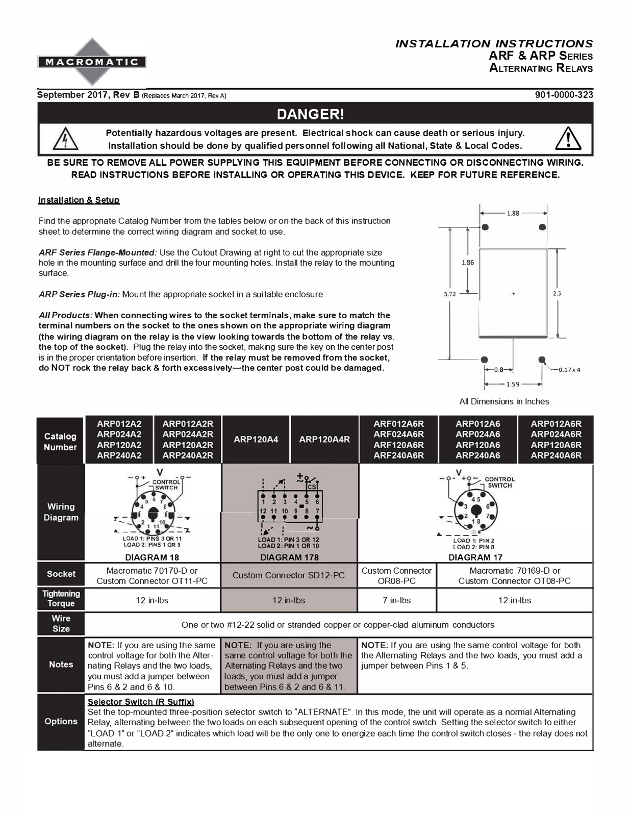 Macromatic ARF SERIES, ARP SERIES Installation Guide