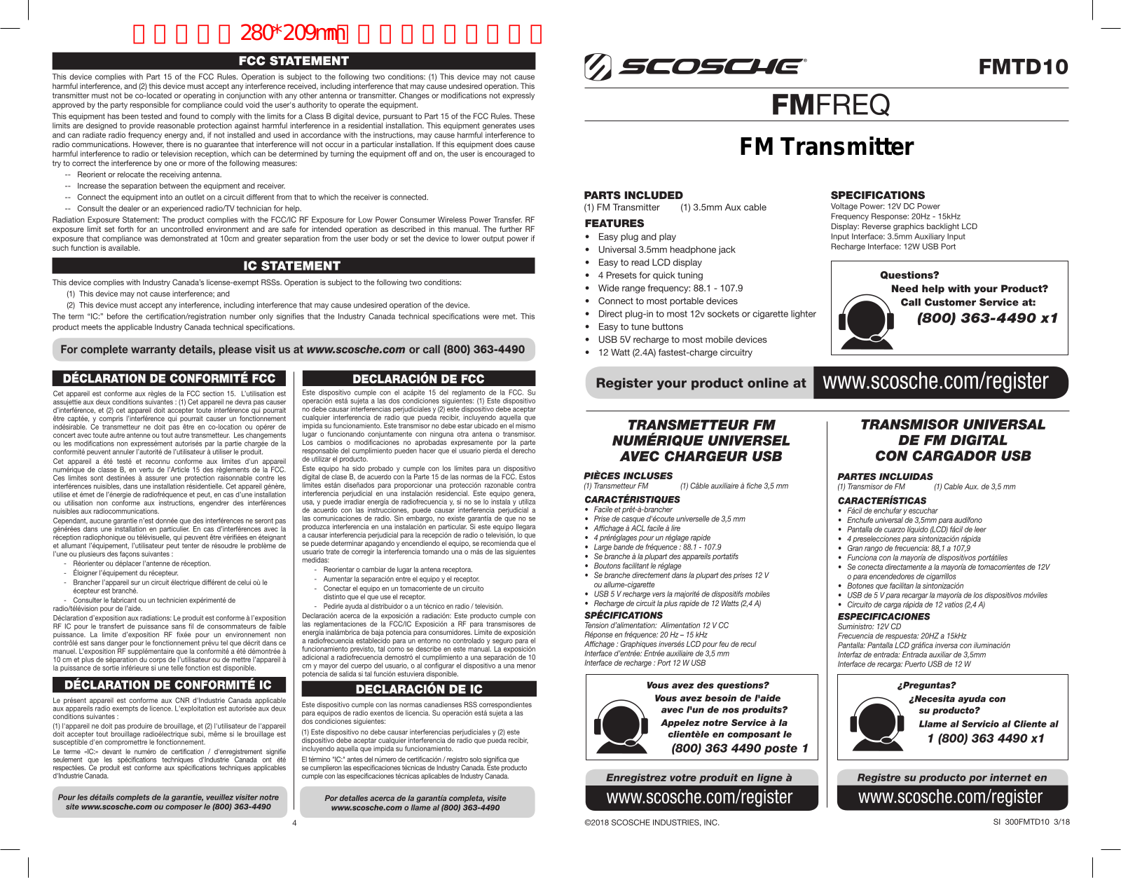 Scosche FMTD10 User Manual