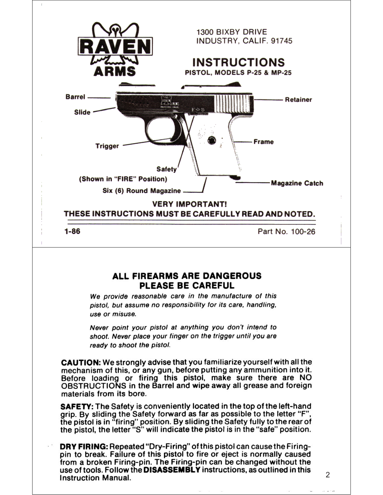 Raven P-25, MP-25 User Manual