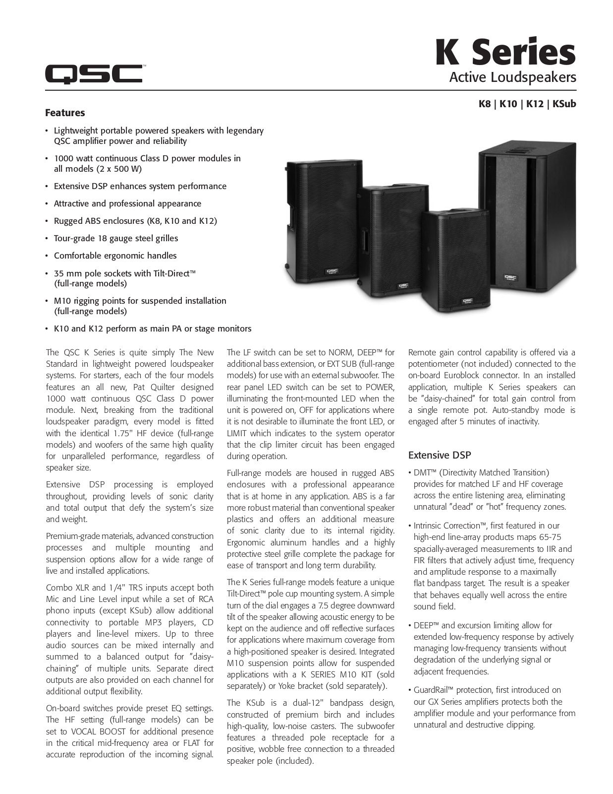 Qsc audio K8, K10, K12, KSUB User Manual