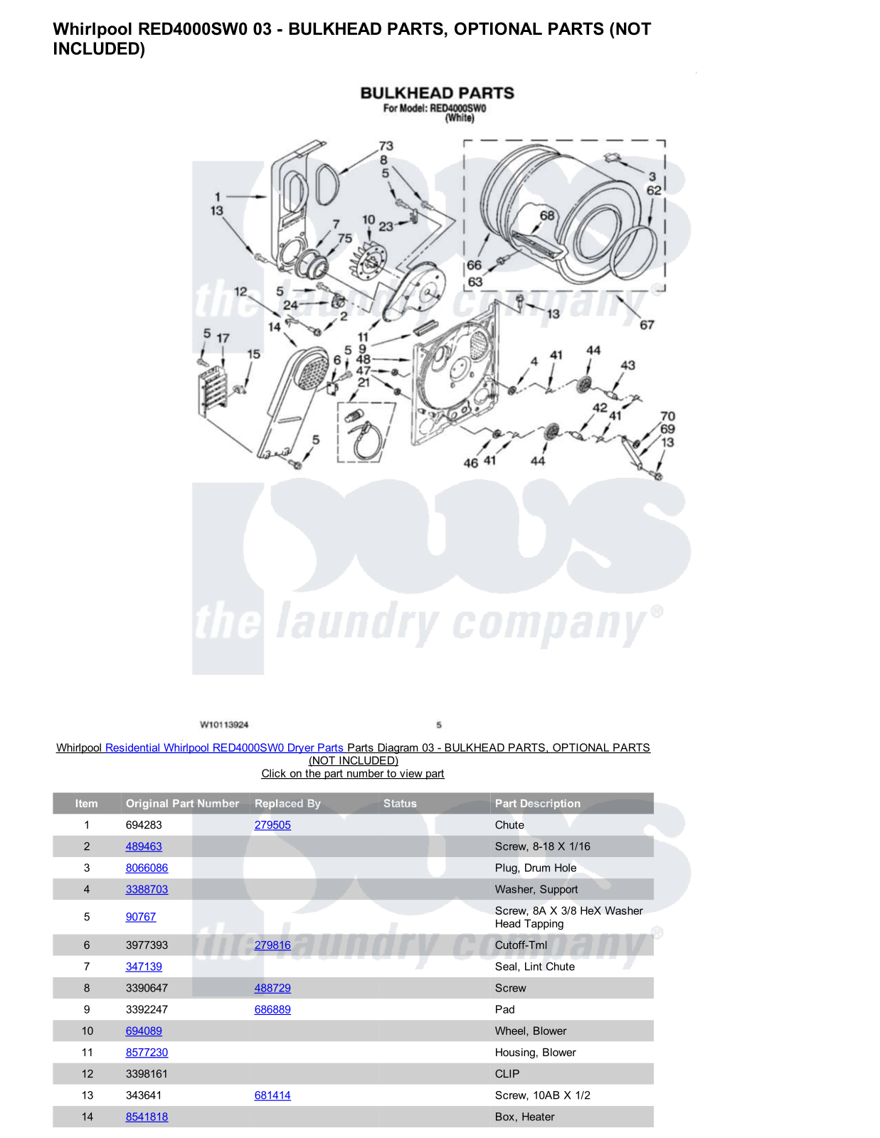 Whirlpool RED4000SW0 Parts Diagram