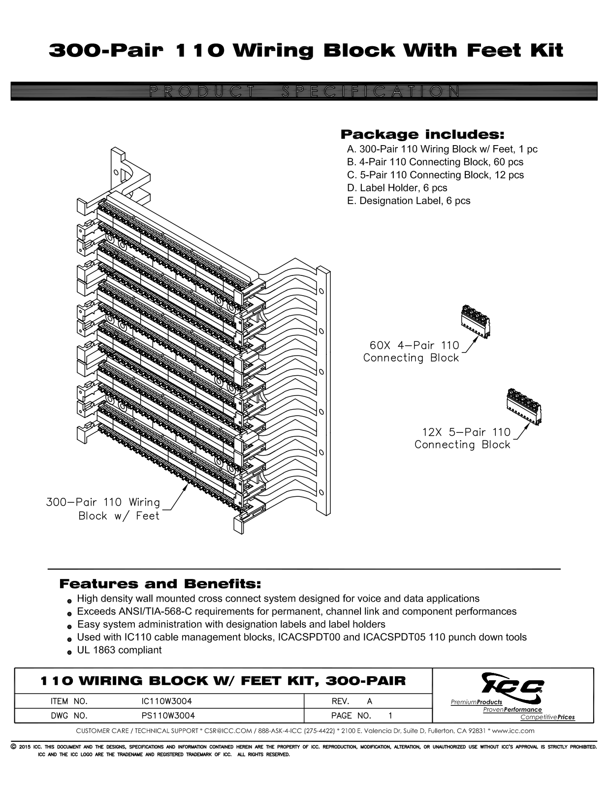 ICC IC110W3004 Specsheet