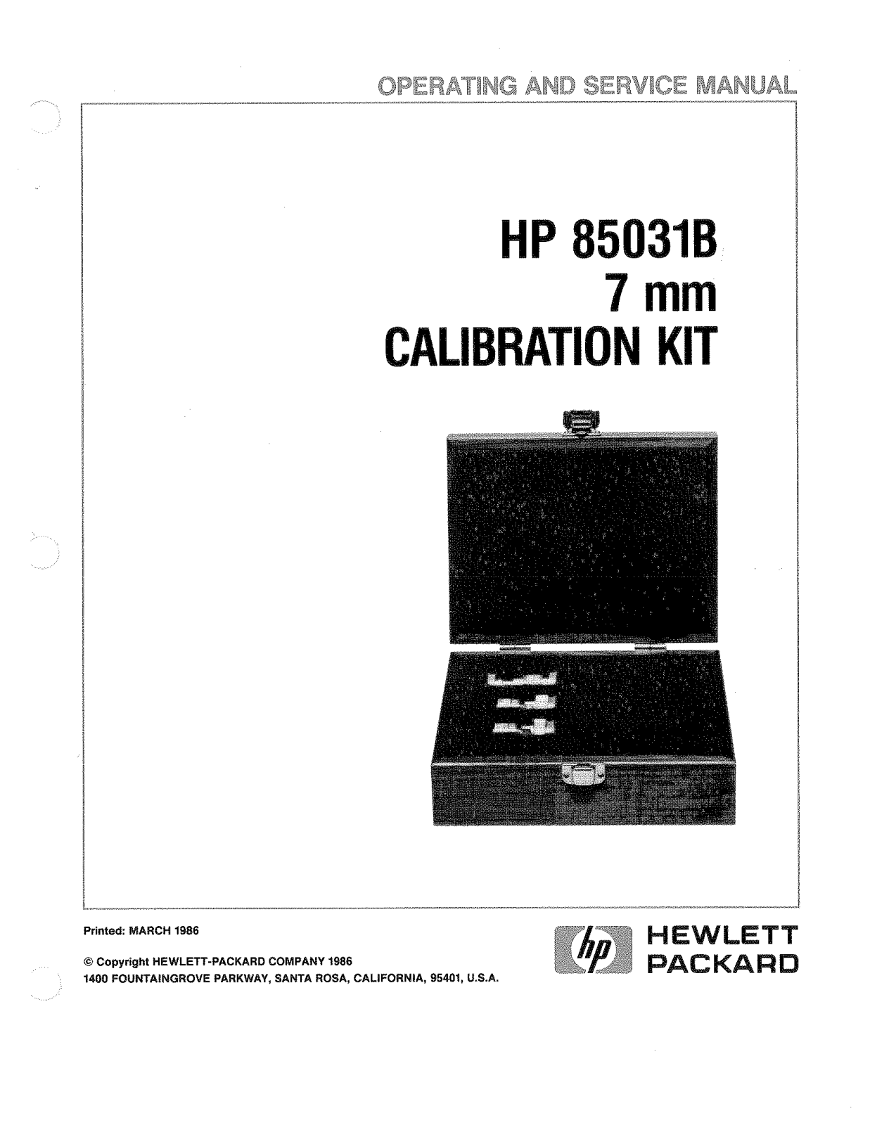 HP 85031B User Manual