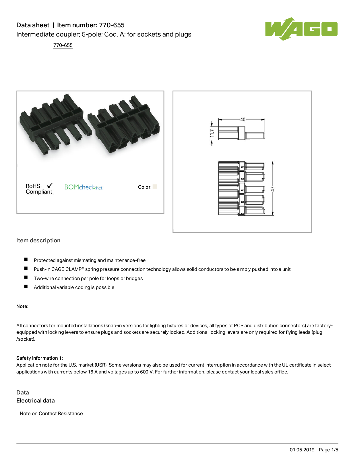 Wago 770-655 Data Sheet