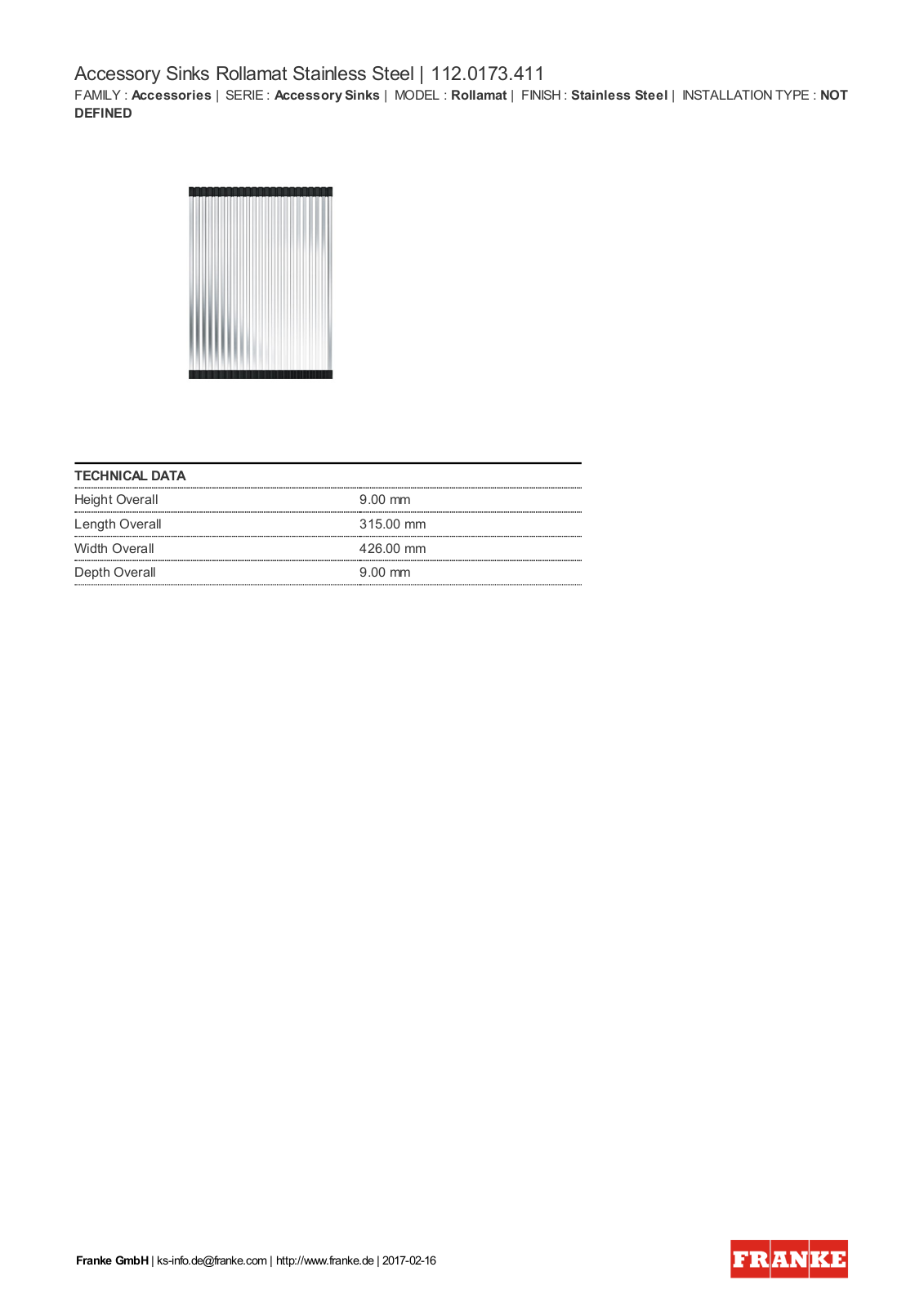 Franke 112.0173.411 Service Manual