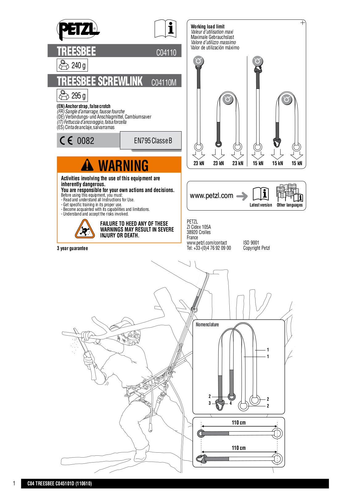 PETZL TREESBEE User Manual - ManualMachine.com