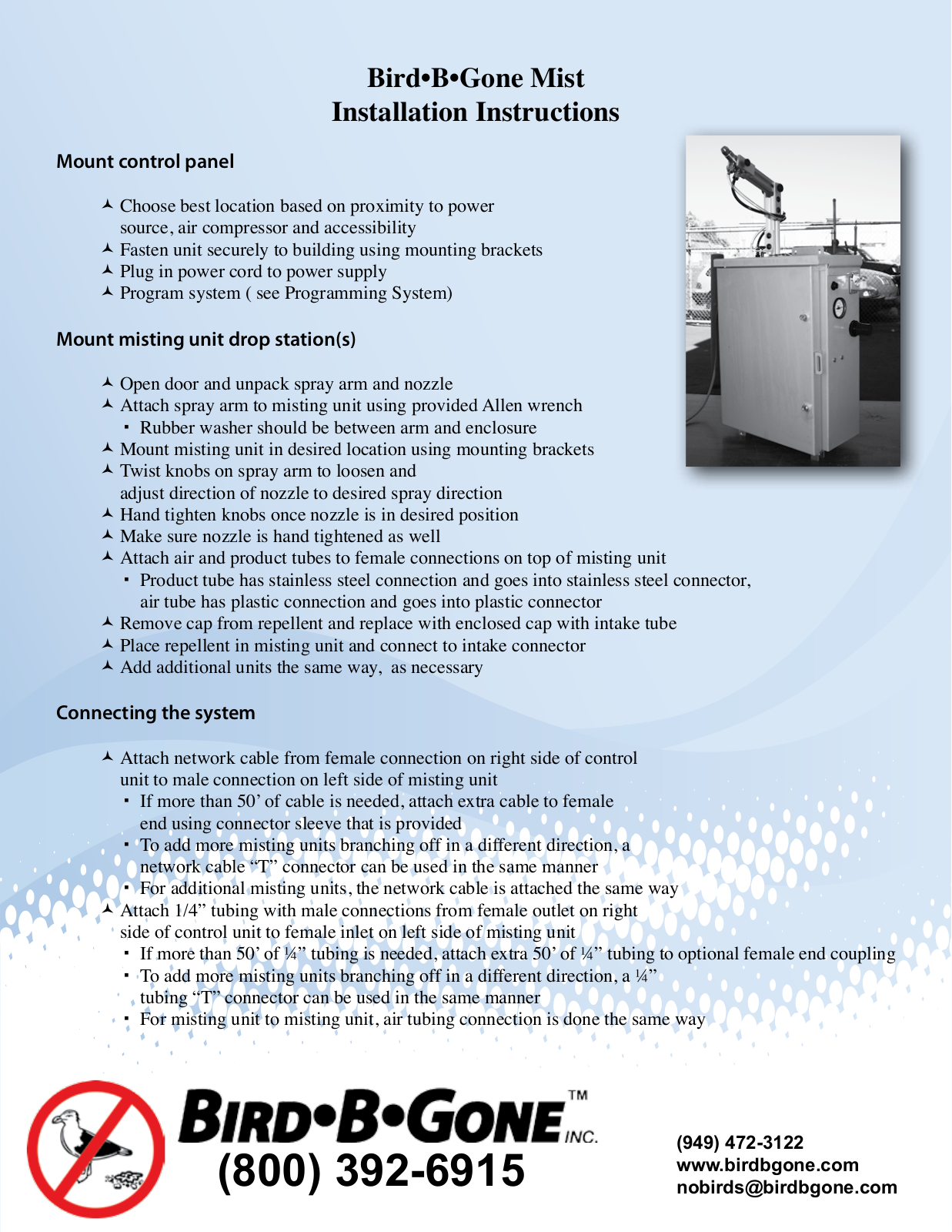 Bird B Gone Bird Fogging User Manual - ManualMachine.com
