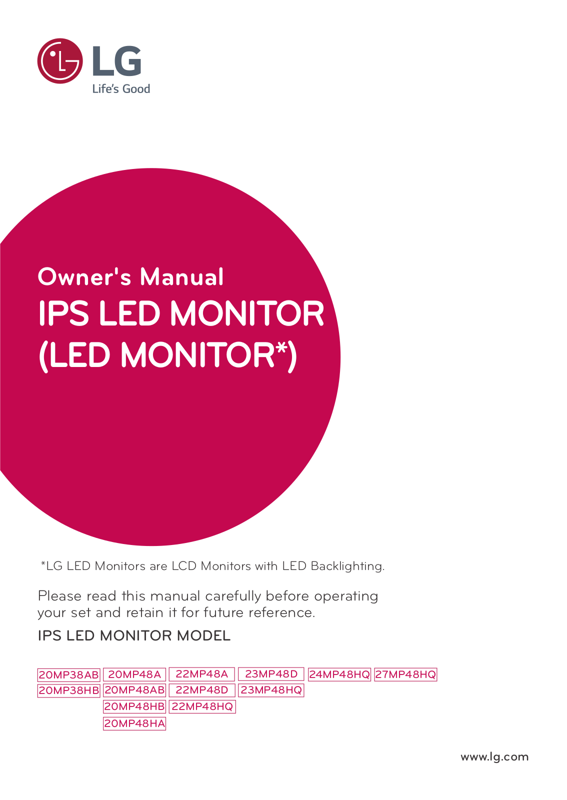 LG 20MP48HA-B Owner’s Manual