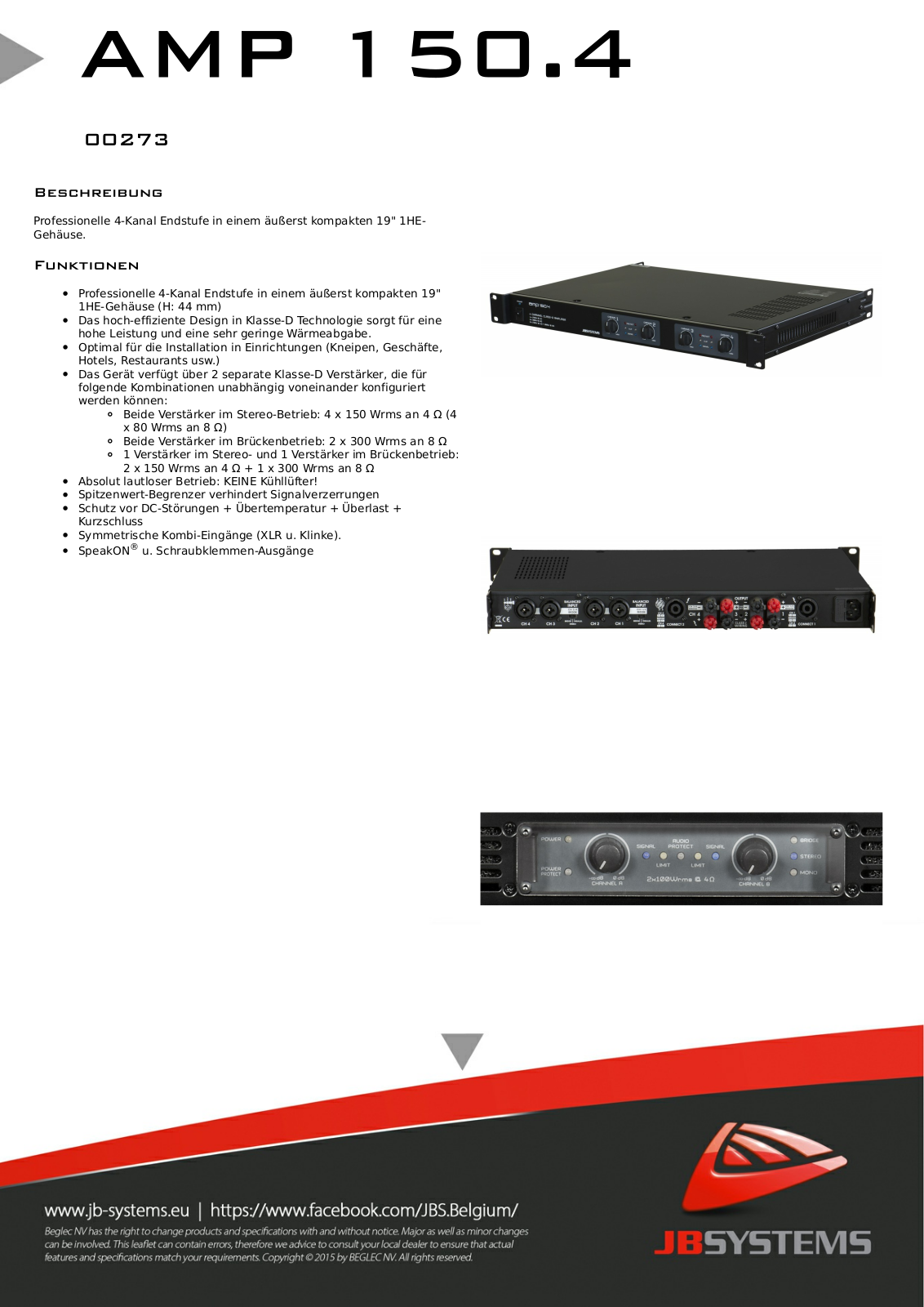 JB Systems AMP 150.4 User Manual