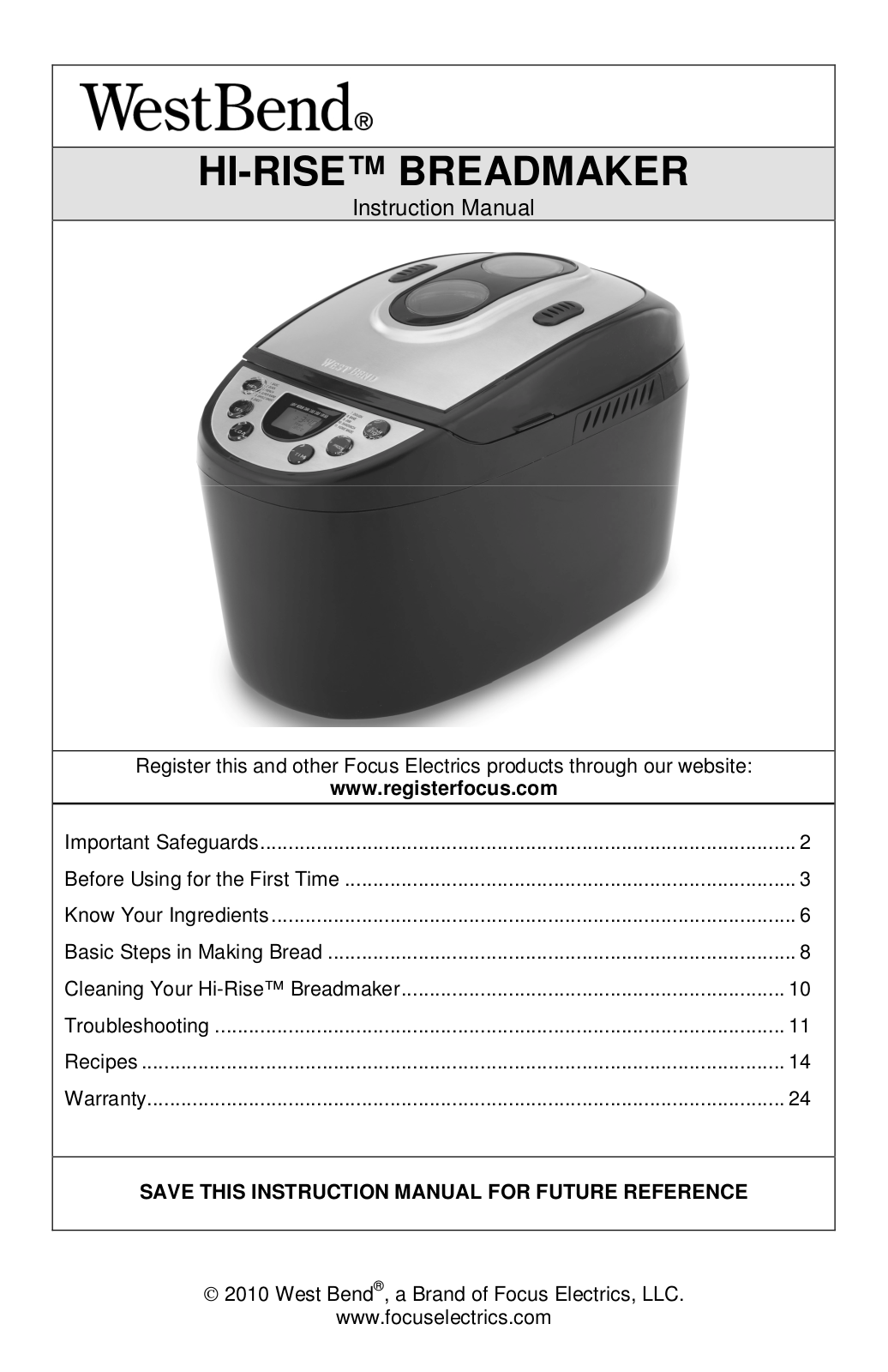 West Bend L5778C User Manual