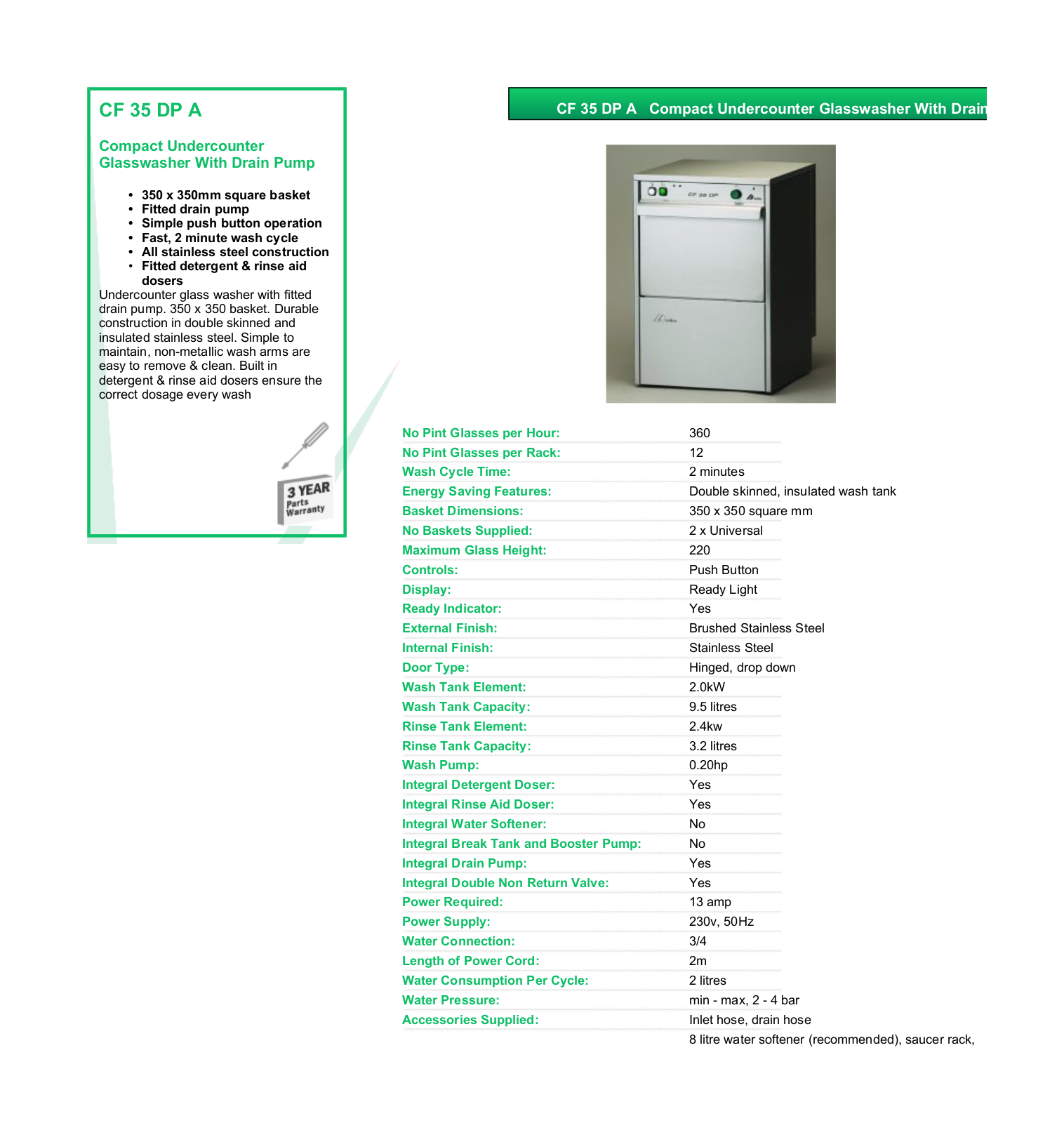 Valera CF 35 DP A DATASHEET