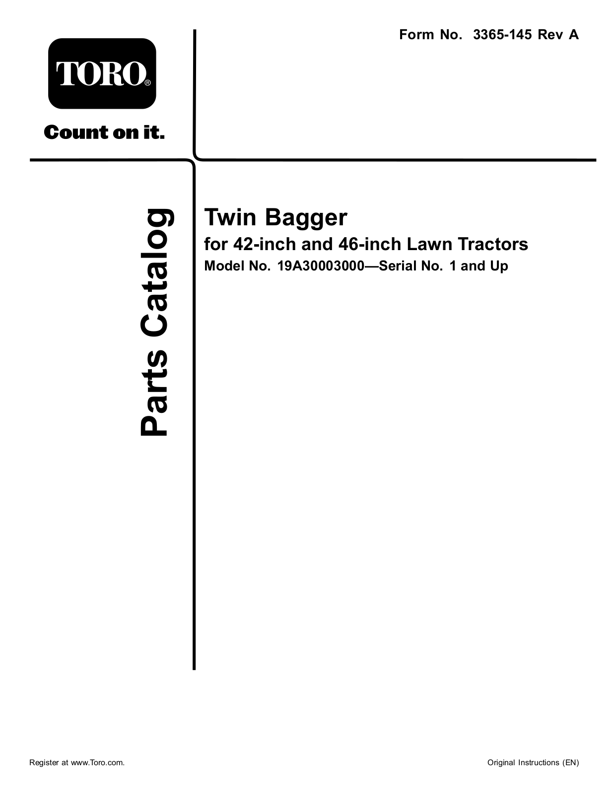 Toro 19A30003000 Parts Catalogue