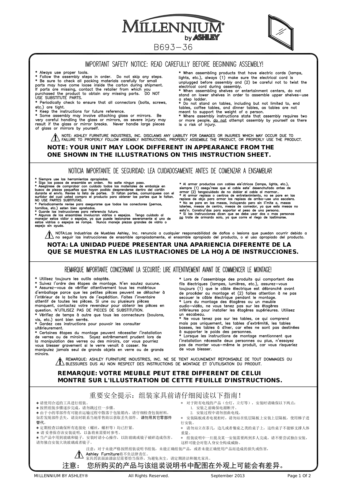 Ashley B69336 Assembly Guide - ManualMachine.com
