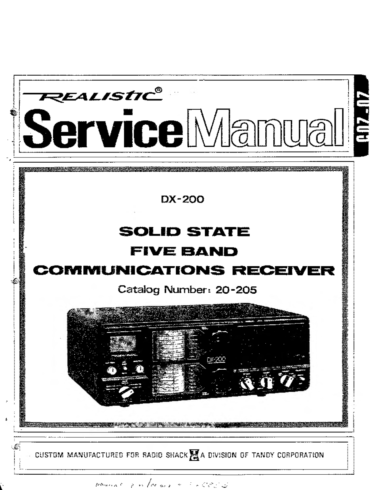 Realistic   RadioShack DX-200 Service Manual