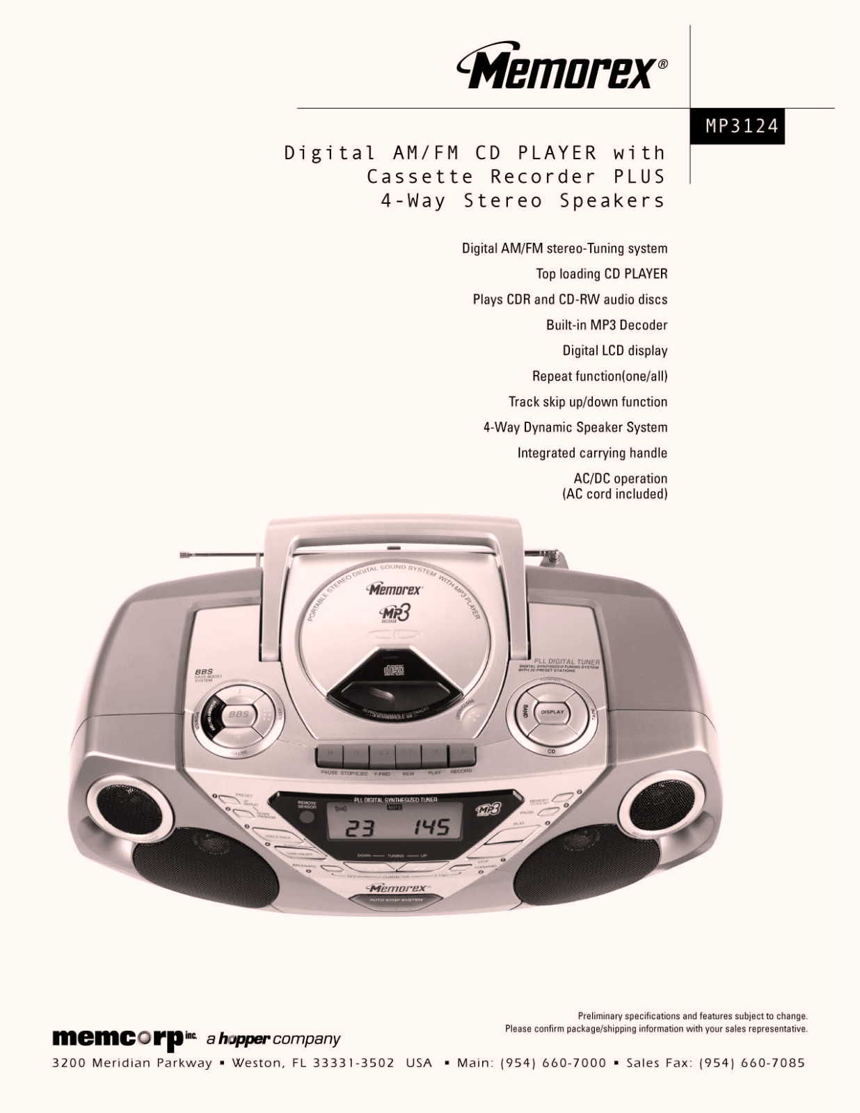 Memorex MP3124 user Manual