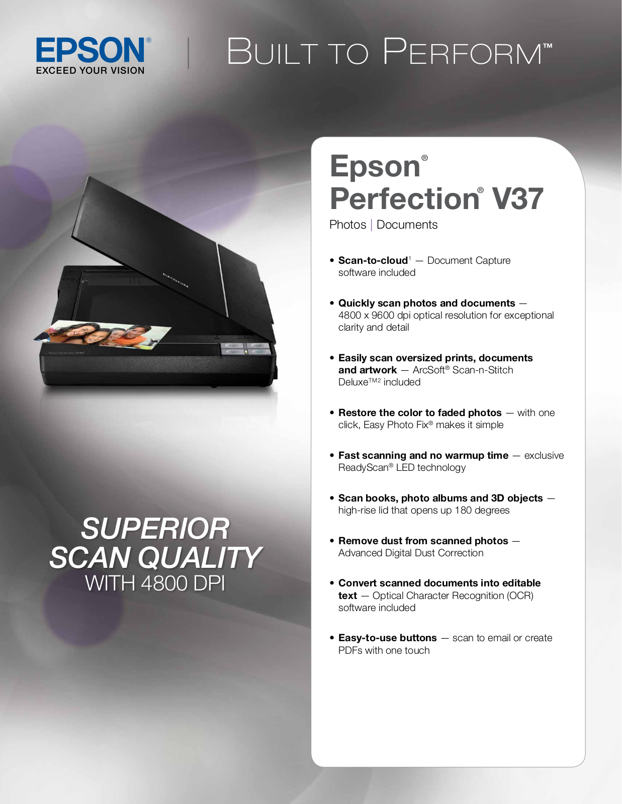 Epson Perfection V37 Product Specifications