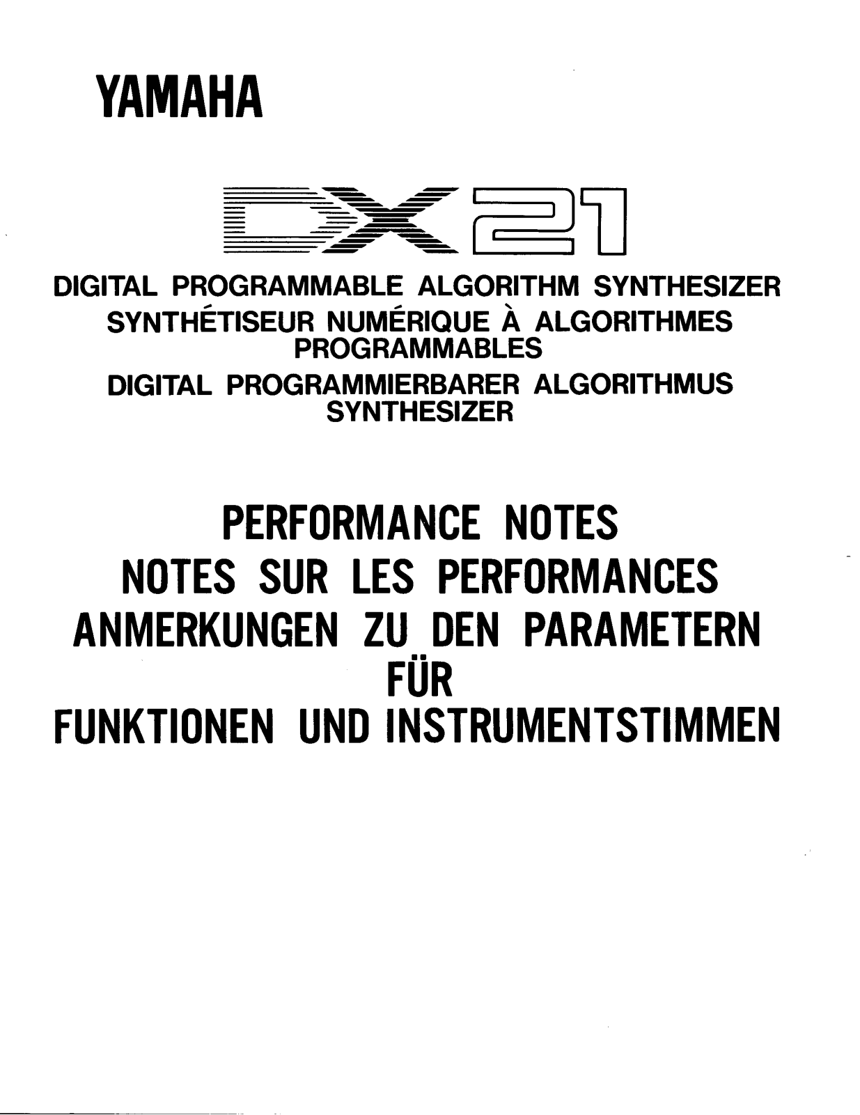 Yamaha DX21 User Manual