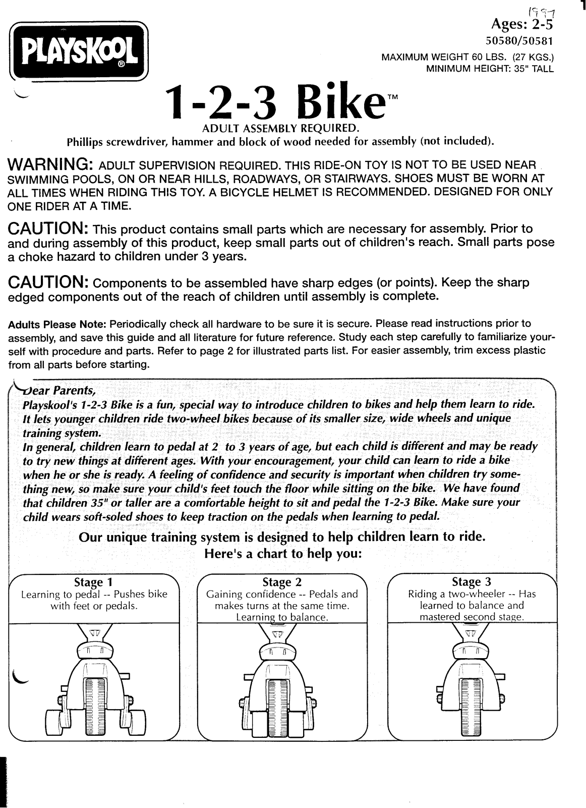 Hasbro 1-2-3 Bike Instruction