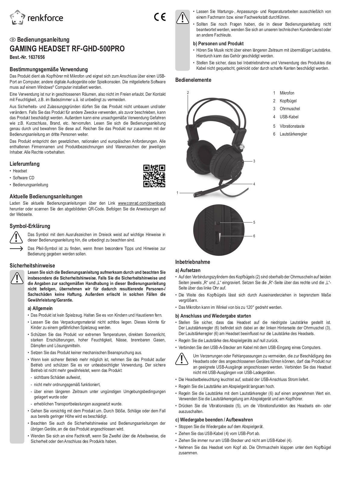 Renkforce 1637656 Operating Instructions