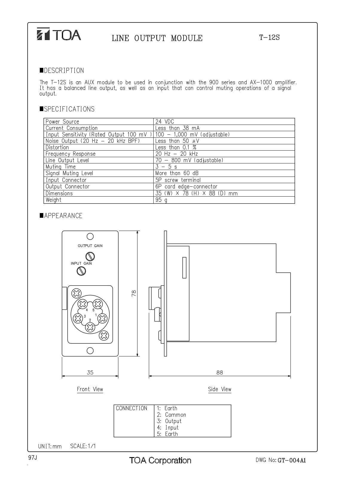 TOA T-12S User Manual