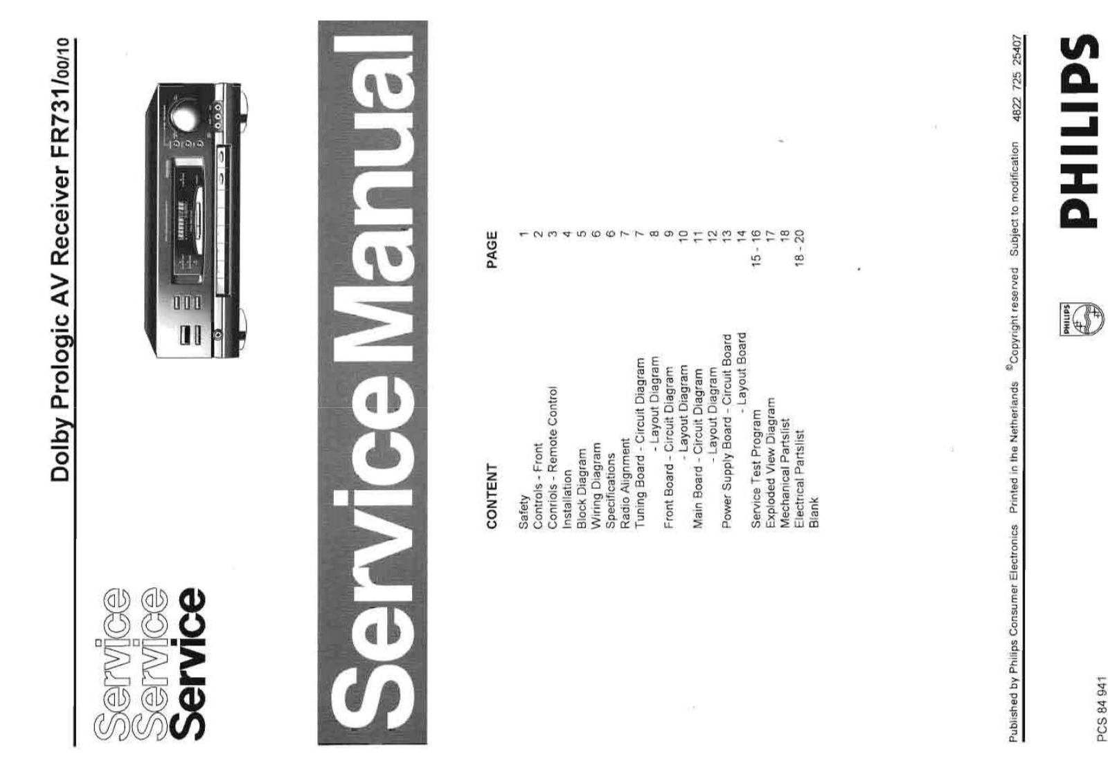 Philips FR-731 Service Manual