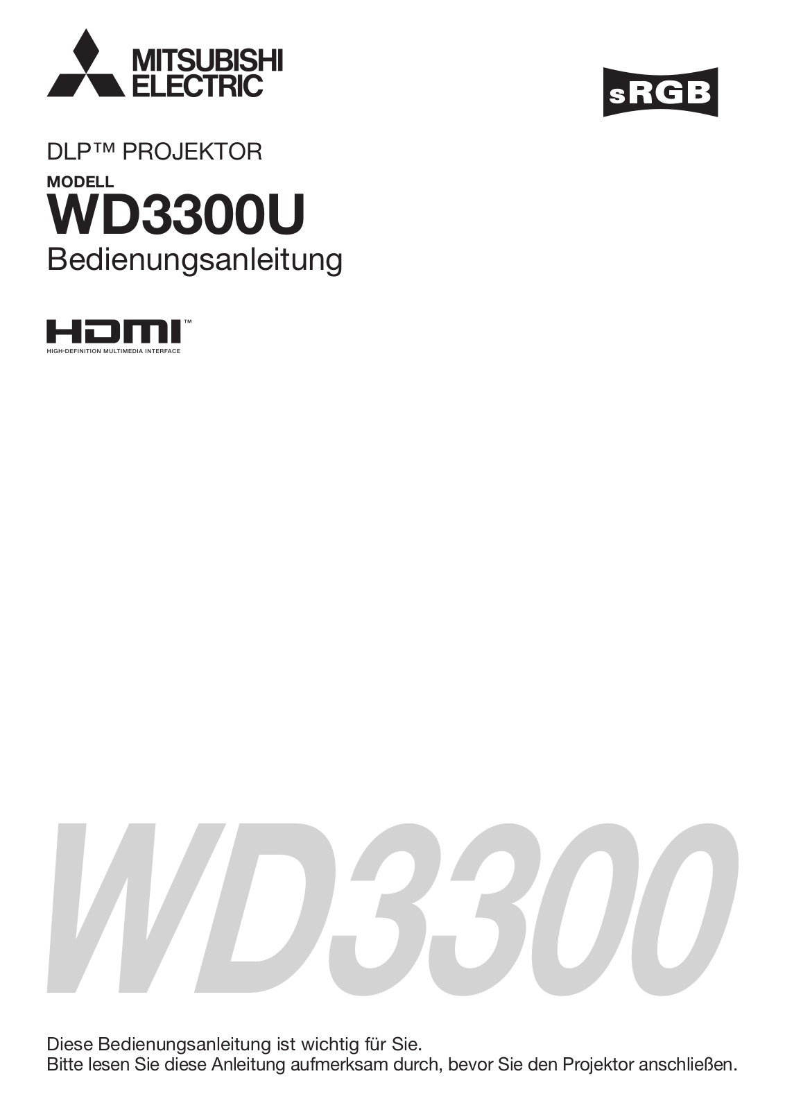 Mitsubishi WD3300U User Manual