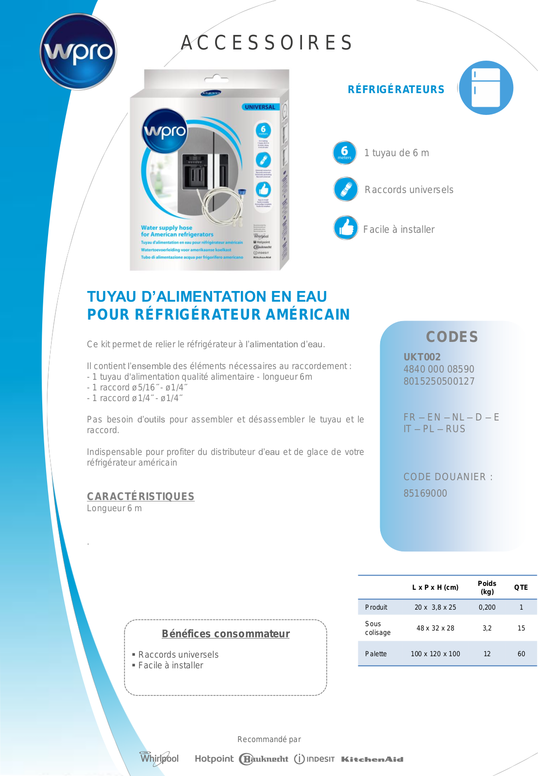 Wpro UKT002 product sheet - ManualMachine.com