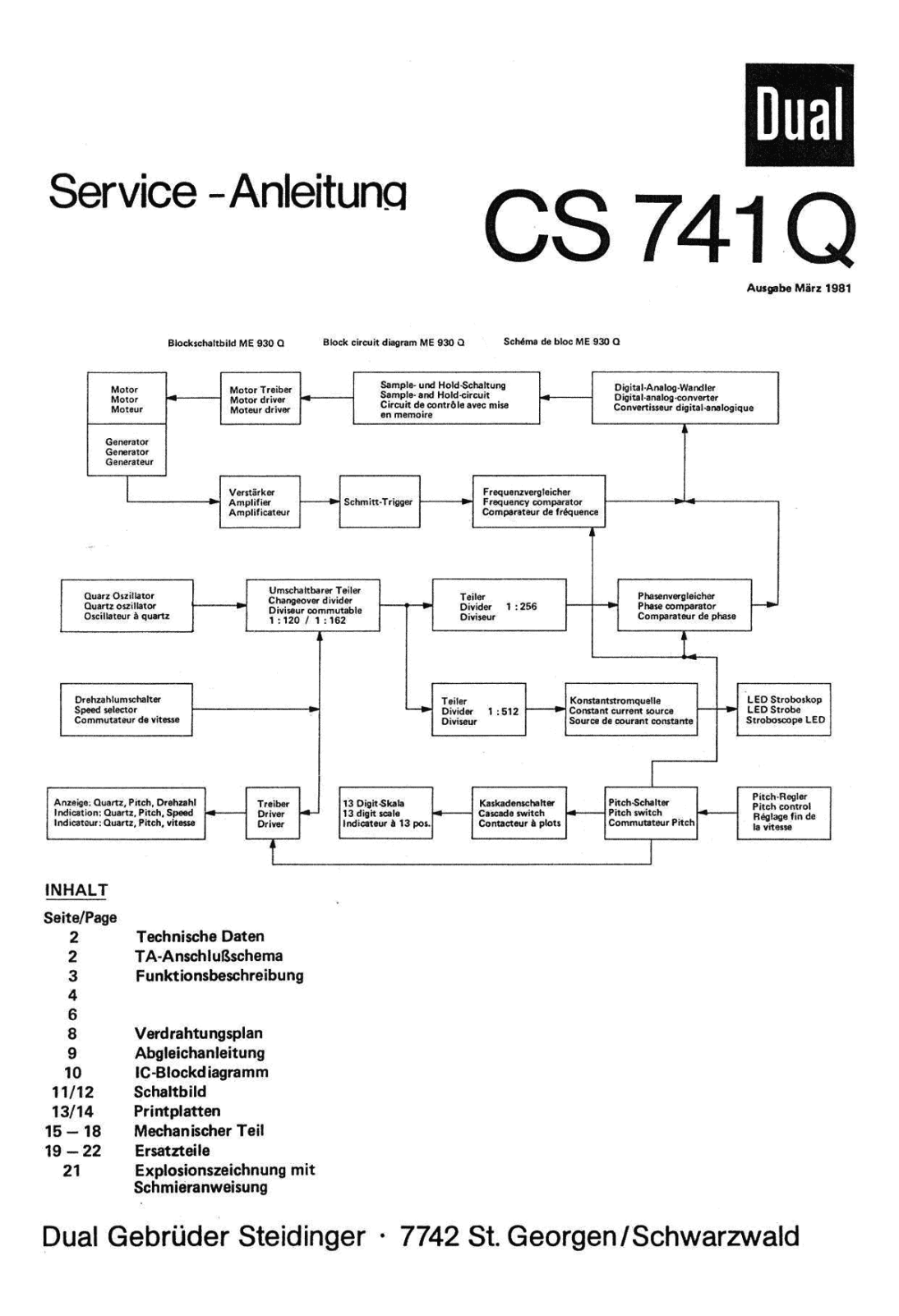 Dual CS-741-Q Service manual