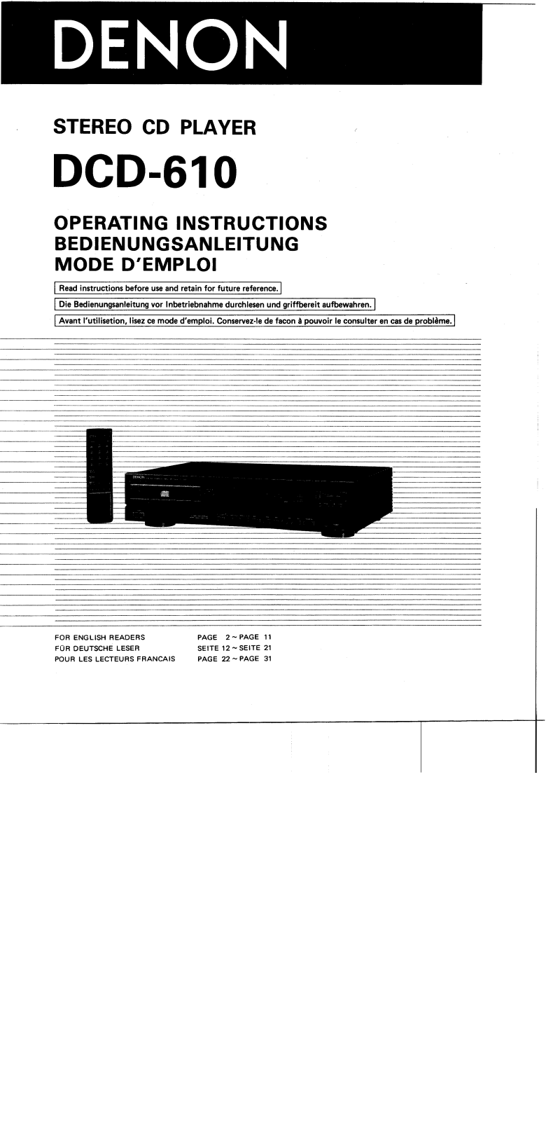 Denon DCD-610 Owner's Manual