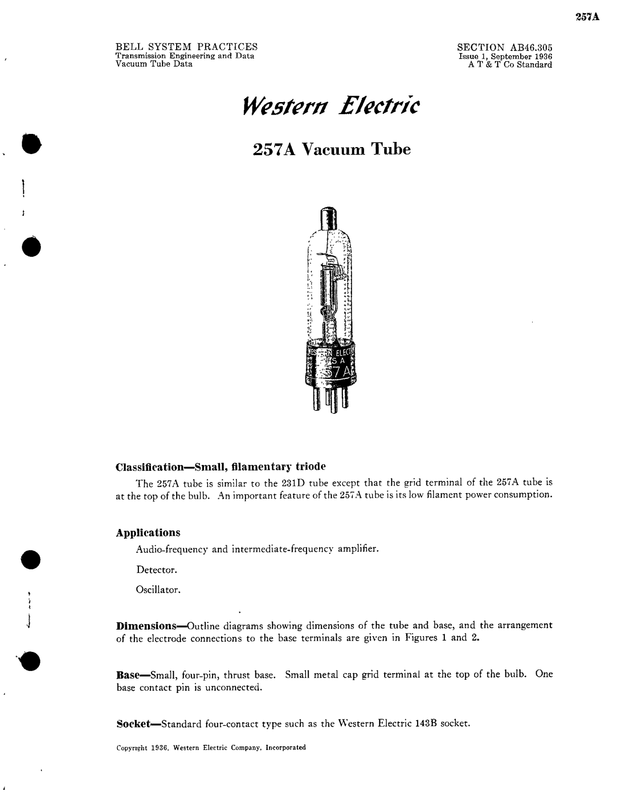 Western Electric 257-A Brochure