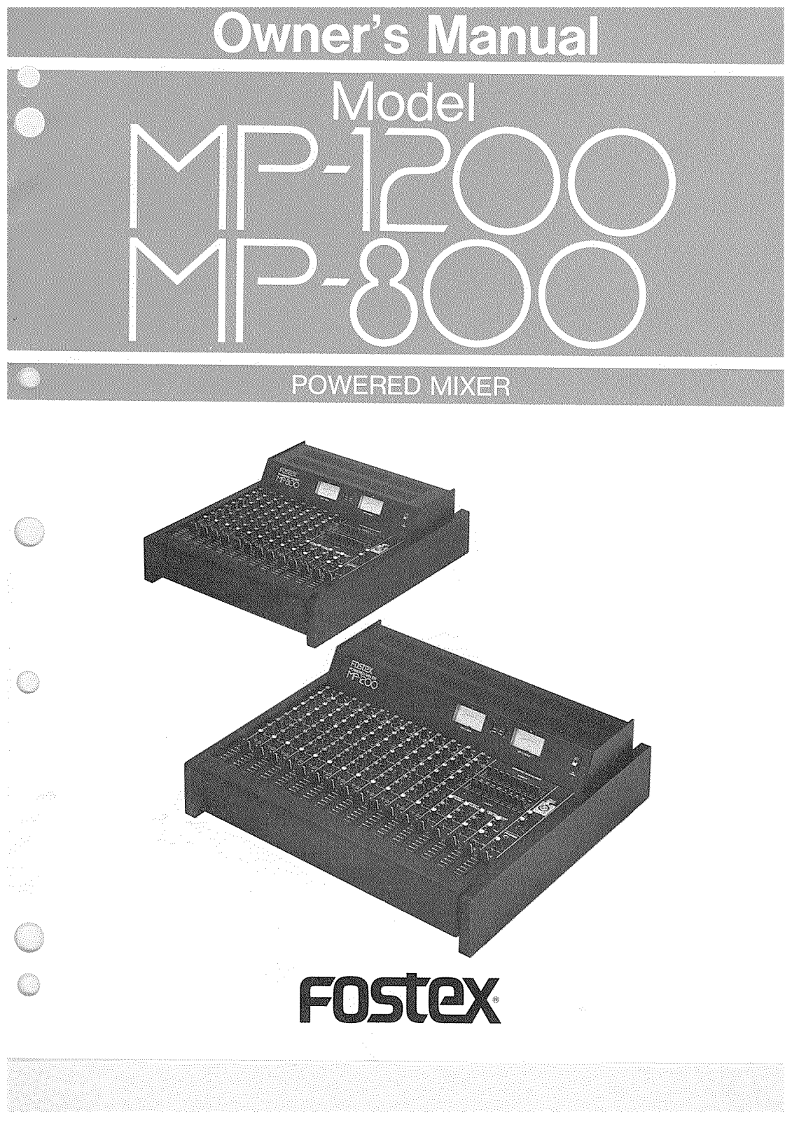 Fostex MP1200, MP800 Owners Manual