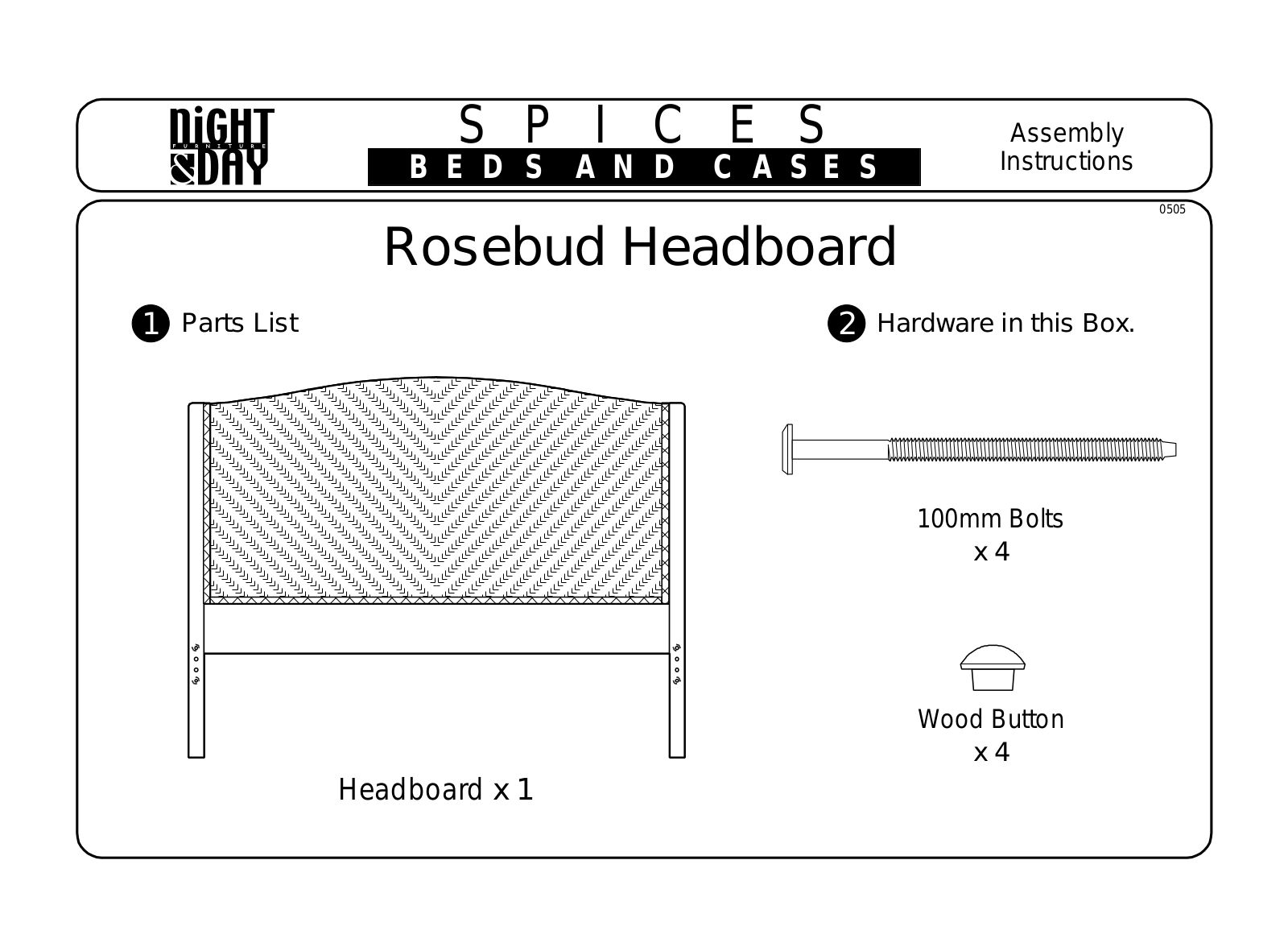 Night & Day Rosebud Bed Assembly Instruction