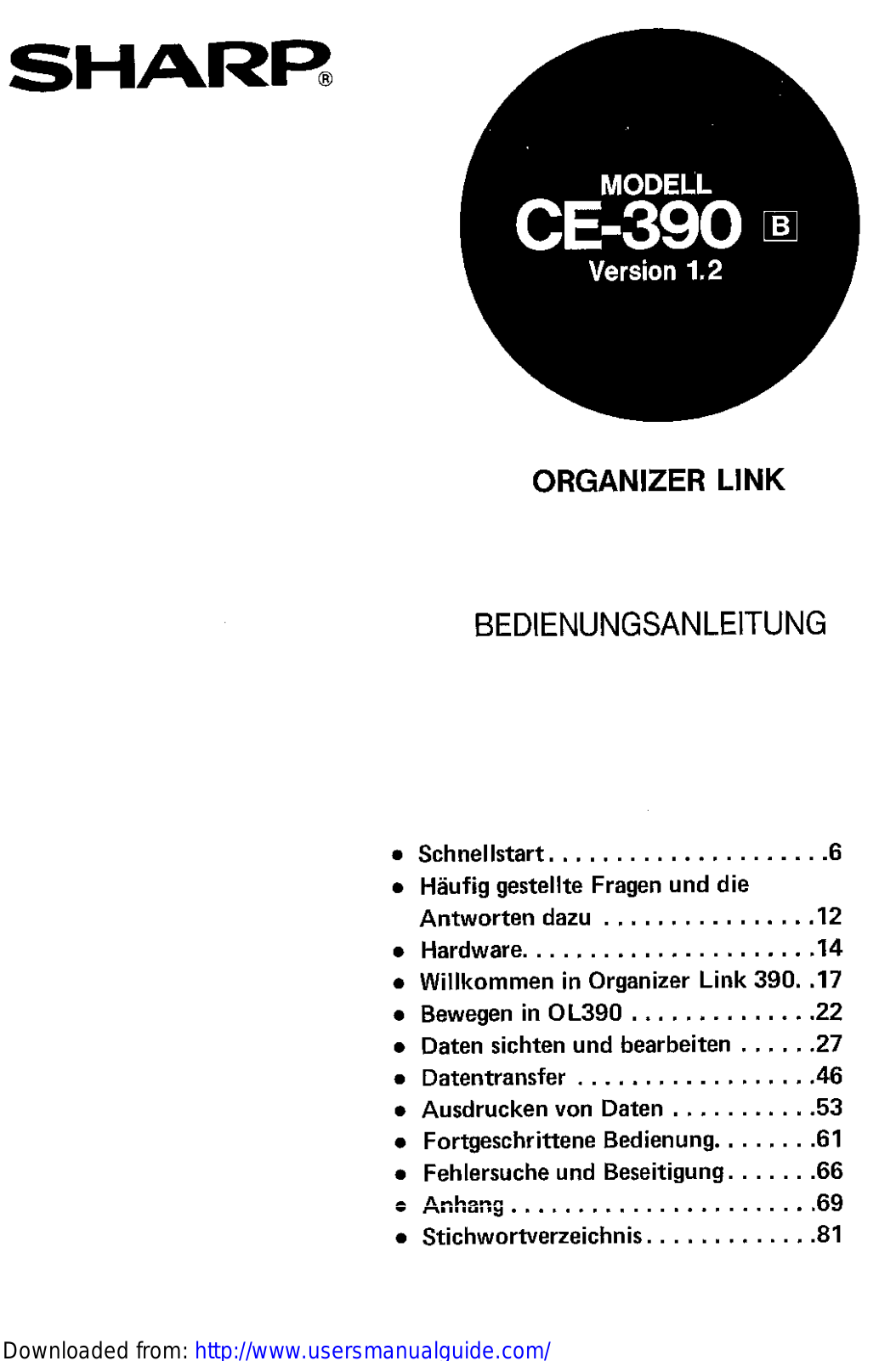 SHARP CE-390 User Manual