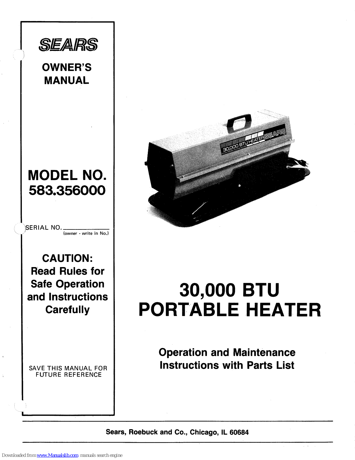 Sears 583.356,583.356000 Owner's Manual